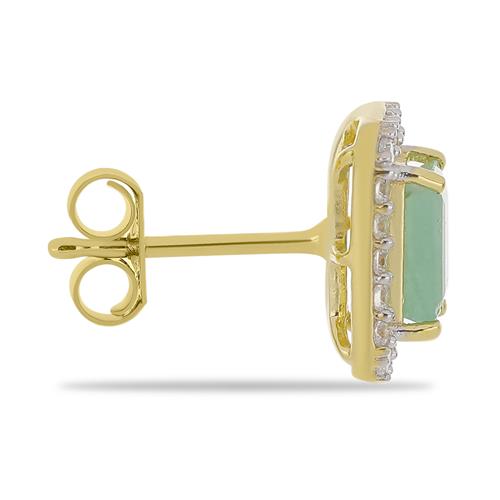 BUY NATURAL EMERALD GEMSTONE EARRING IN GOLD PLATED FINISH